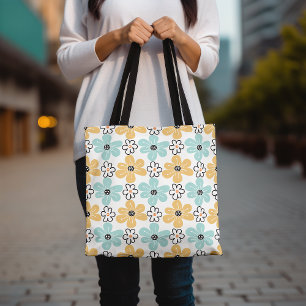Floral Tote Bag, Cute Daisy Tote, Colorful Flower Bag