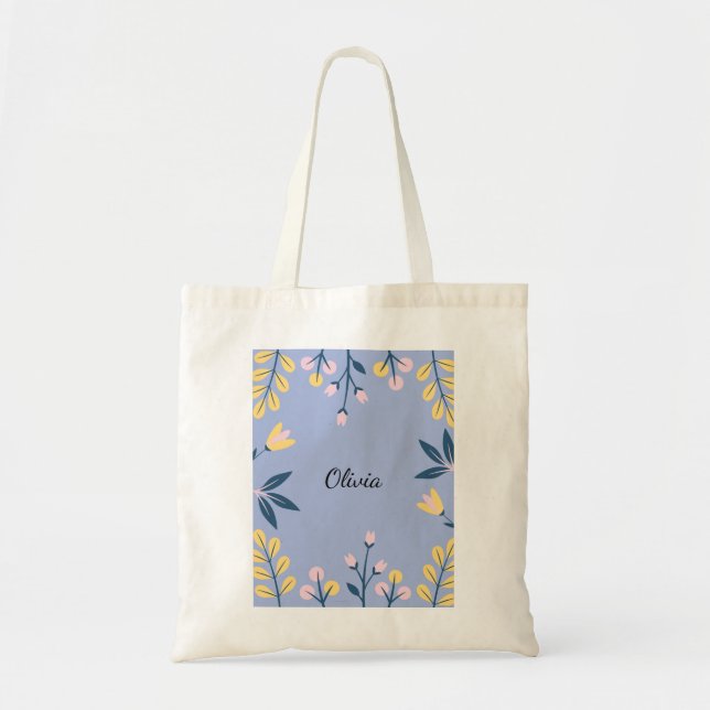 Floral Tote Bag - Personalized (Front)