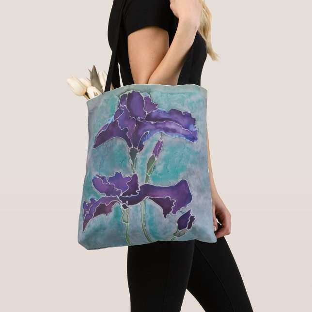 Floral Tote Bag with Bearded Iris  (Close Up)