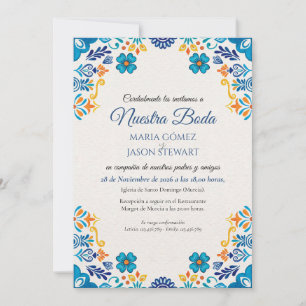 Floral Traditional Botanical Boda Spanish Wedding Invitation