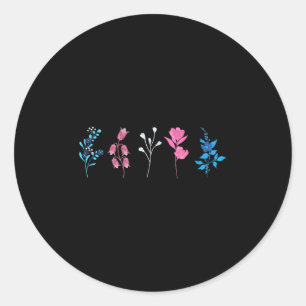 Floral Transgender Pride, Lgbtq Trans Flag Flower, Classic Round Sticker