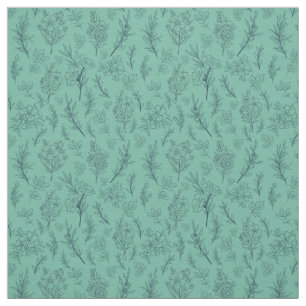 Floral Transparant Green Background Fabric