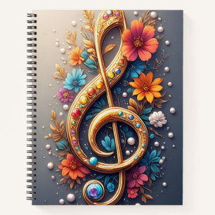 Floral Treble Clef Notebook