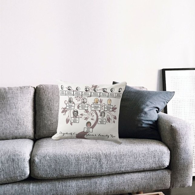 Floral Tree Plum Silhouette Family Tree Photos Cushion (Creator Uploaded)