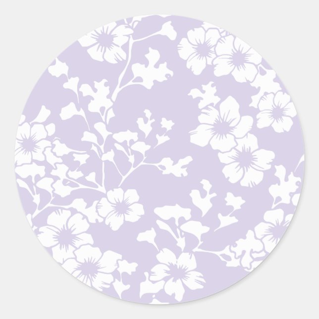 Floral Trellis - Dusty Lavender Classic Round Sticker (Front)