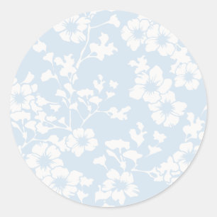 Floral Trellis - Powder Blue Classic Round Sticker