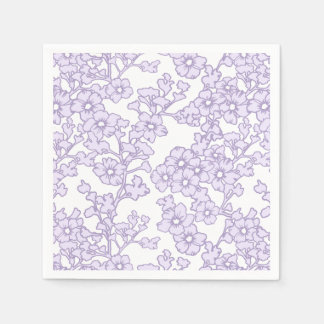 Floral Trellis Purple - White Napkin
