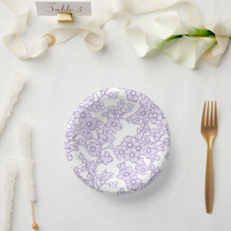 Floral Trellis Purple - White Paper Plate