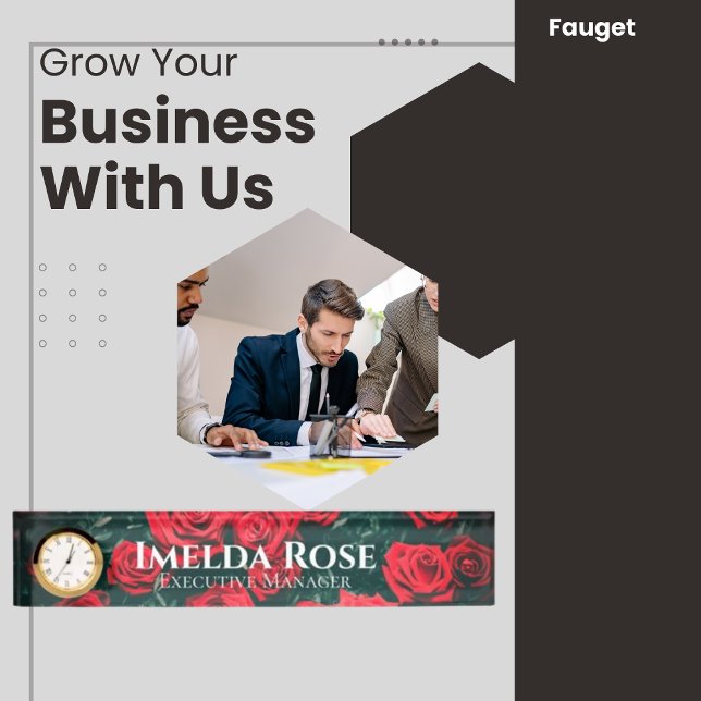  Floral Trend Red Roses Executive Manager  Nameplate (Creator Uploaded)
