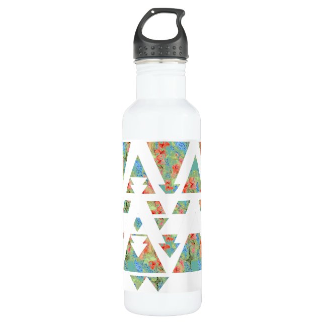 Floral Triangles and Arrows 710 Ml Water Bottle (Front)
