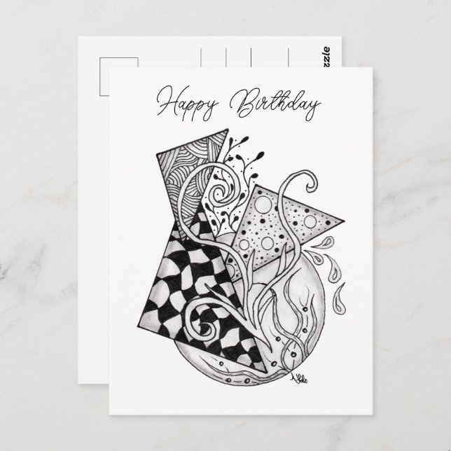floral triangles, Tangle drawing - Postcard (Front/Back)