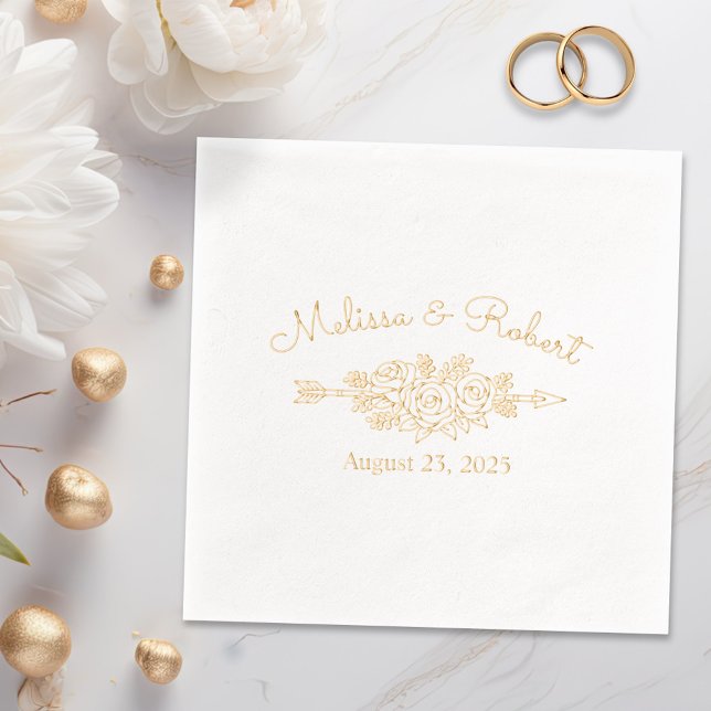 Floral Tribal Arrow Roses Wedding Foil Napkins (Creator Uploaded)