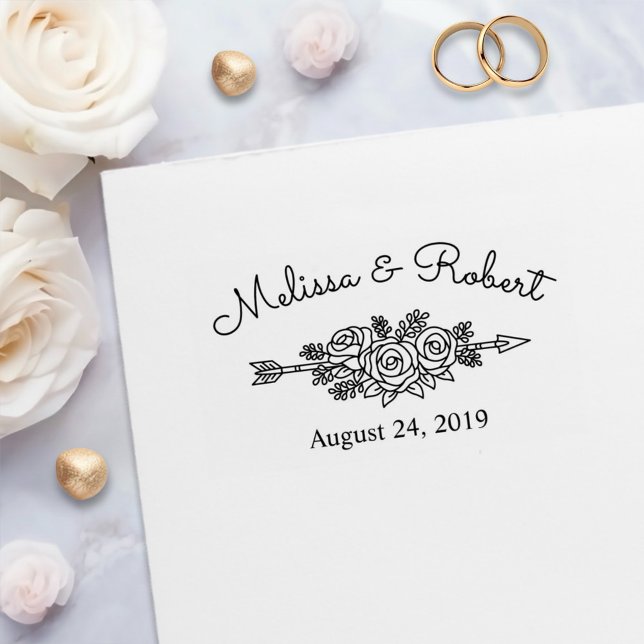 Floral Tribal Arrow Save the Date Wedding Self-inking Stamp (Creator Uploaded)