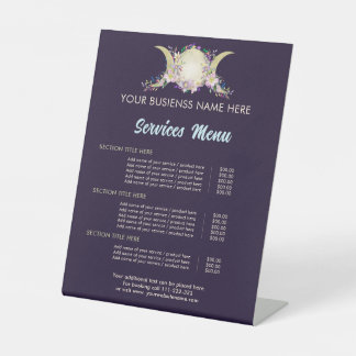 Floral Triple Moon - Triple Goddess Pedestal Sign