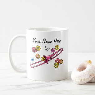Floral Trombone Trombonist Brass Musician Custom Coffee Mug