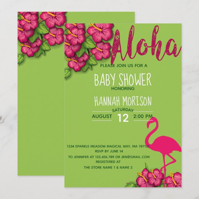 Floral Tropical Aloha Baby Baby Shower Card (Front/Back)