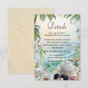 Floral Tropical Beach Wedding Details Enclosure Card