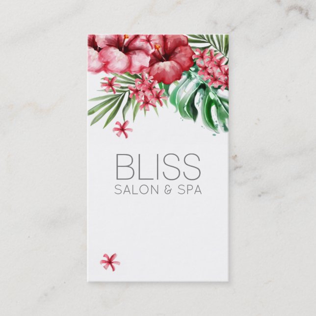 Floral Tropical Beauty Salon Spa Business Card (Front)