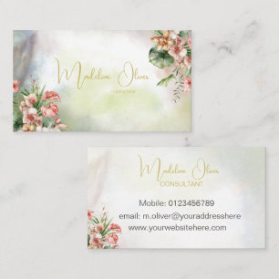 Floral Tropical Botanical Elegant Modern Business Card