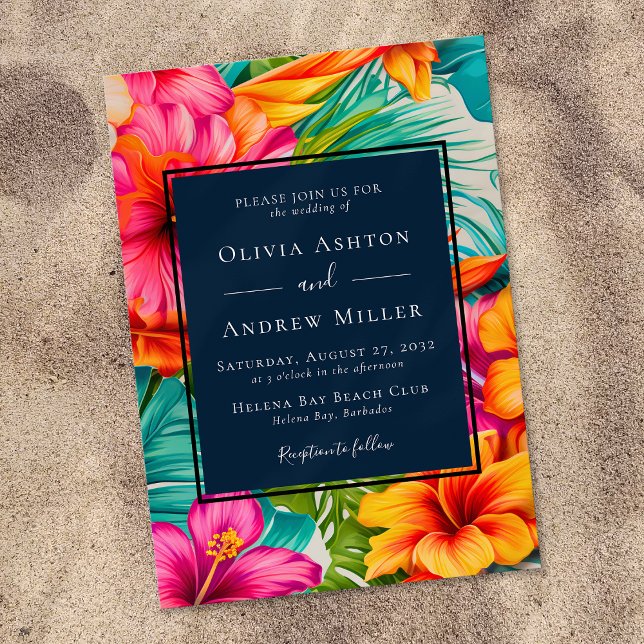 Floral Tropical Destination Beach Wedding Invitation (Creator Uploaded)