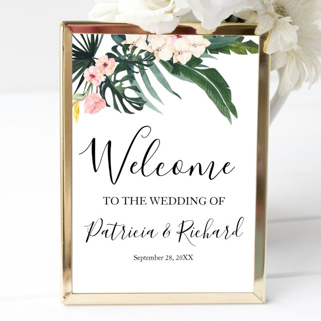 Floral Tropical Destination Wedding Welcome Sign (Creator Uploaded)