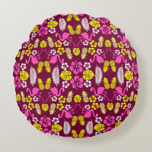 Floral Tropical Fruit Patterned Round Cushion