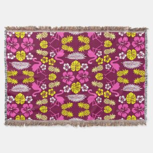 Floral Tropical Fruit Patterned Throw Blanket