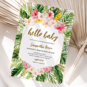 Floral Tropical Girl Baby Shower Invitation