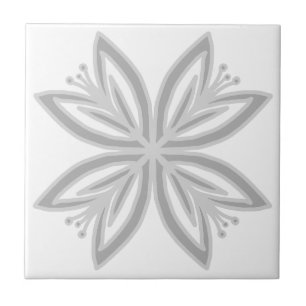 Floral Tropical Grey and White Tile