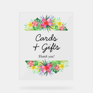 Floral Tropical Paradise Flamingo Cards and Gifts Acrylic Sign