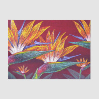 Floral Tropical Paradise Red Hawaiian Decoupage Tissue Paper