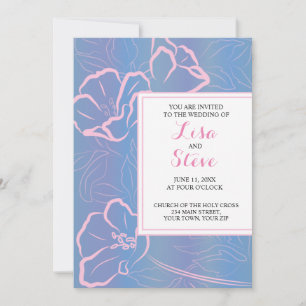 Floral Tropical Periwinkle and Pink Wedding Invitation