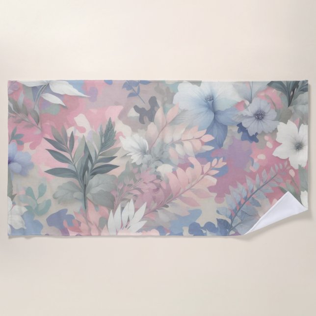 Floral/Tropical spring/easter pastel Beach Towel (Front)