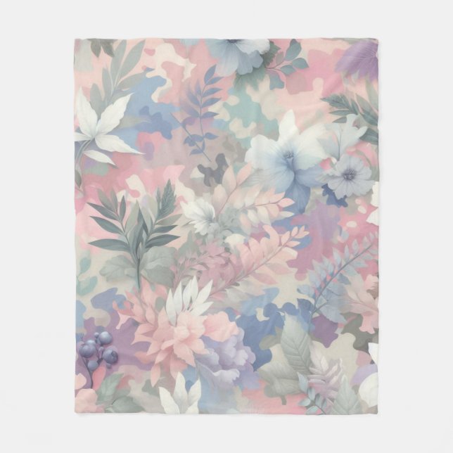 Floral/Tropical spring/easter pastel Fleece Blanket (Front)