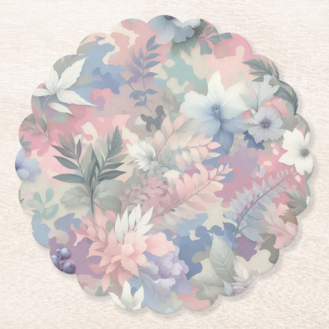 Floral/Tropical spring/easter pastel Paper Coaster (Front)