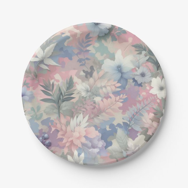 Floral/Tropical spring/easter pastel Paper Plate (Front)