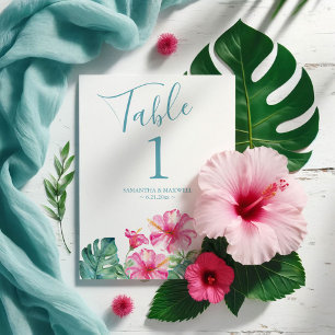 Floral Tropical Wedding Table Number