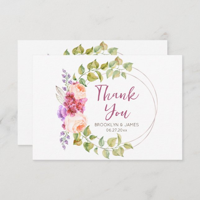 Floral Tropical Wedding Thank You Card (Front/Back)