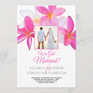 Floral Tropics Just Married Announcement Reception