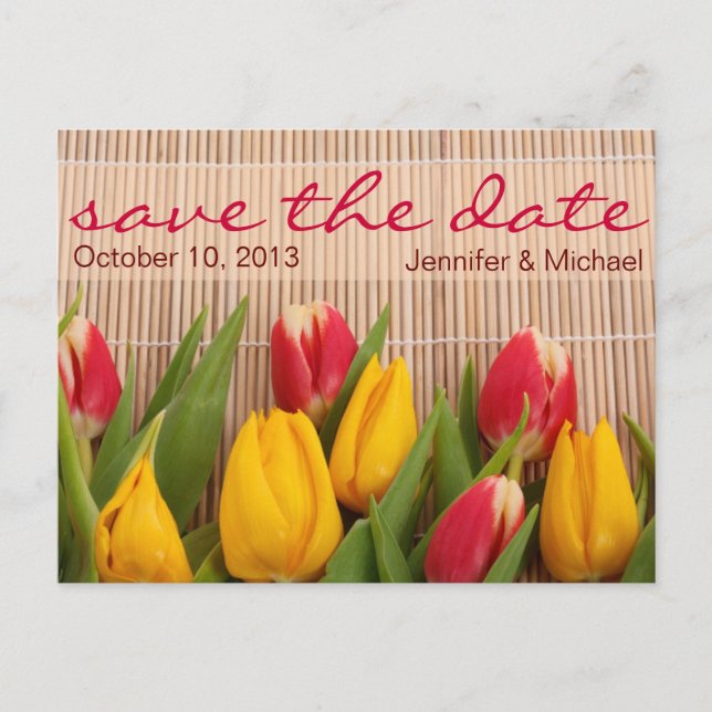 Floral Tulip Save the Date Wedding Announcement Postcard (Front)