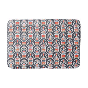 Floral Turkey Folk Art Pattern Bath Mat