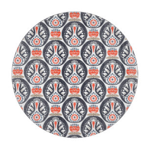 Floral Turkey Folk Art Pattern Cutting Board