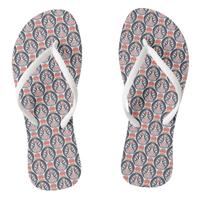 Floral Turkey Folk Art Pattern Jandals (Footbed)