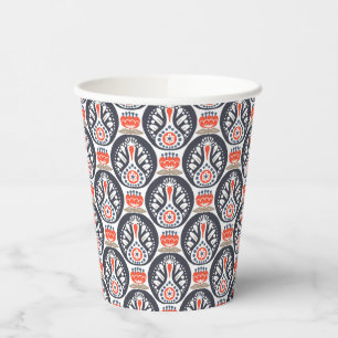 Floral Turkey Folk Art Pattern Paper Cups