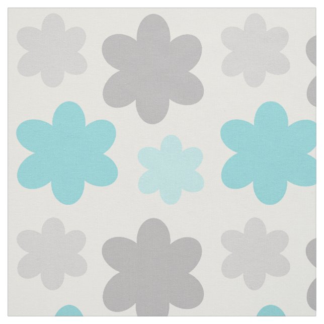Floral Turquoise Blue Grey Fabric (Swatch)