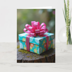 Floral Turquoise Gift Birthday Card