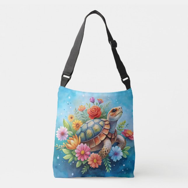 Floral Turtle Crossbody Bag (Front)
