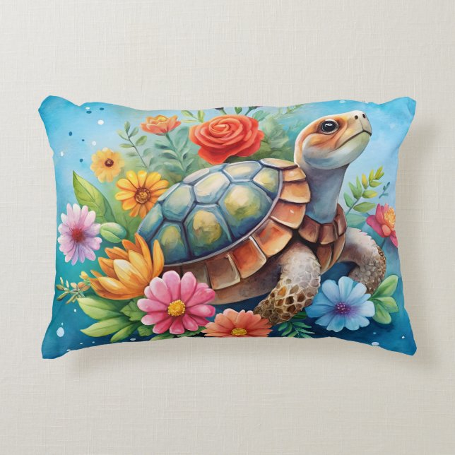 Floral Turtle Decorative Cushion (Front)