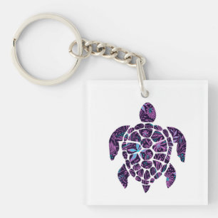 Floral Turtle   Key Ring