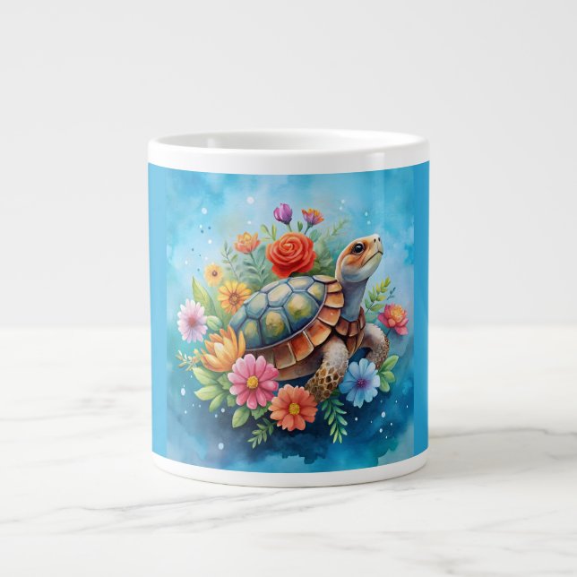 Floral Turtle Large Coffee Mug (Front)